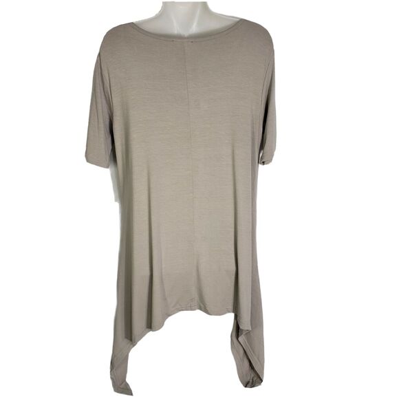 Valeria Fratta Womens Top 40-42 Medium Beige Lagenlook Sharkbite Short Sleeve - Picture 2 of 8